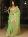 Banarasee Organza Saree With Zari Buta Design-Light Green