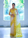 Banarasee Dual Color Organza Saree With Resham & Zari Work-Off White & Yellow