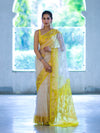 Banarasee Dual Color Organza Saree With Resham & Zari Work-Off White & Yellow