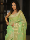 Banarasee Organza Saree With Zari Buta Design-Light Green