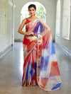 Banarasee Organza Saree With Zari Design Border & Lace-Multicolor