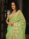 Banarasee Organza Saree With Zari Buta Design-Light Green