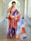 Banarasee Organza Saree With Zari Design Border & Lace-Multicolor