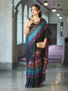 Banarasee Handloom Semi Silk Saree With Stripes Design-Multicolor