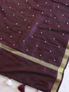 Banarasee Art Silk Dupatta With Hand-Embroidered Motifs-Violet