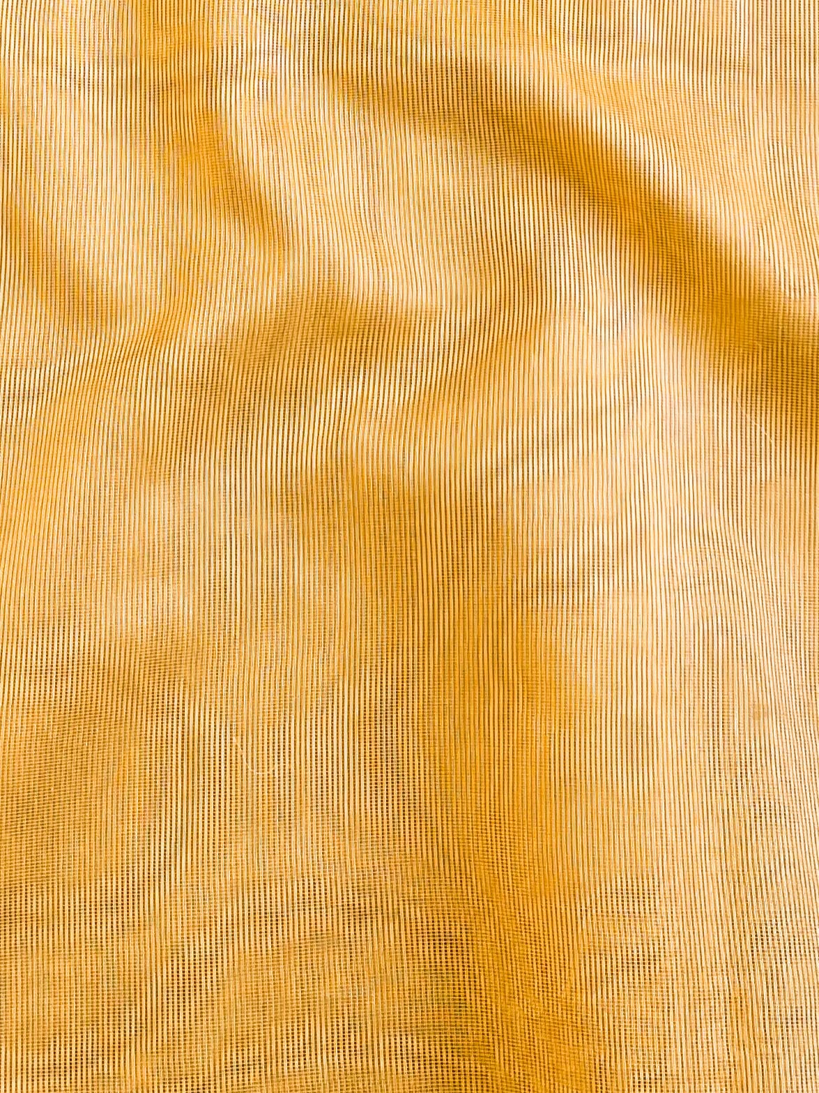 Banarasee Handwoven Super Net Embroidered Saree-Yellow