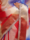 Banarasee Organza Saree With Zari Design Border & Lace-Multicolor