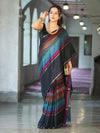 Banarasee Handloom Semi Silk Saree With Stripes Design-Multicolor