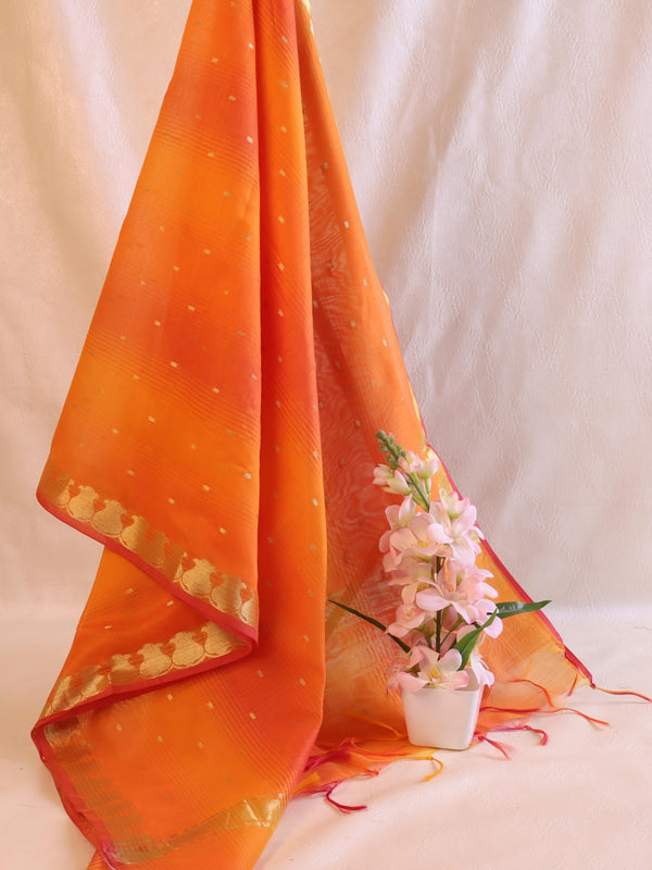 Banarasee Art Silk Buti Design Dupatta-Orange