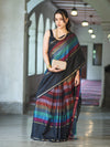 Banarasee Handloom Semi Silk Saree With Stripes Design-Multicolor