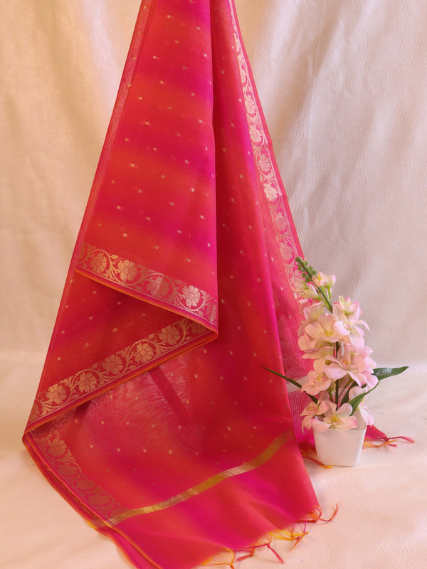 Banarasee Art Silk Buti Design Dupatta-Pink