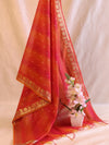 Banarasee Art Silk Buti Design Dupatta-Pink & Orange