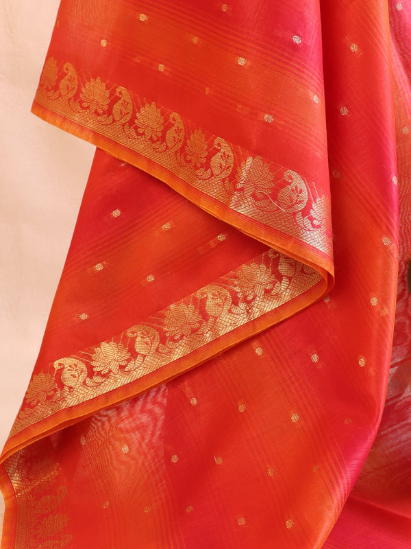 Banarasee Art Silk Buti Design Dupatta-Pink & Orange