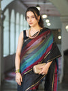 Banarasee Handloom Semi Silk Saree With Stripes Design-Multicolor