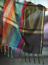 Banarasee Handloom Semi Silk Saree With Stripes Design-Multicolor