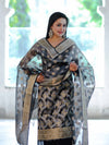 Banarasee Tissue Zari Work Salwar Kameez Fabric With Dupatta Set-Black