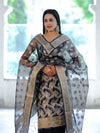 Banarasee Tissue Zari Work Salwar Kameez Fabric With Dupatta Set-Black
