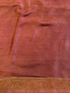 Banarasee Handloom Pure Chiniya Silk Saree With Zari & Resham Work & Contrast Border-White & Brown