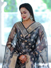 Banarasee Tissue Zari Work Salwar Kameez Fabric With Dupatta Set-Black