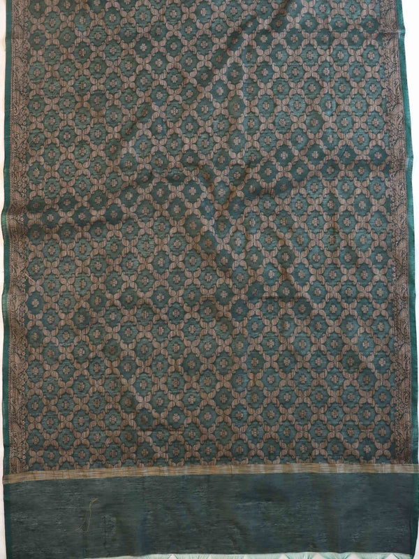 Banarasee Cotton Silk Gichha Work Dupatta-Green