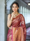 Bhagalpur Handloom Linen Tissue Batik Pattern Saree-Mauve (Gold Tone)