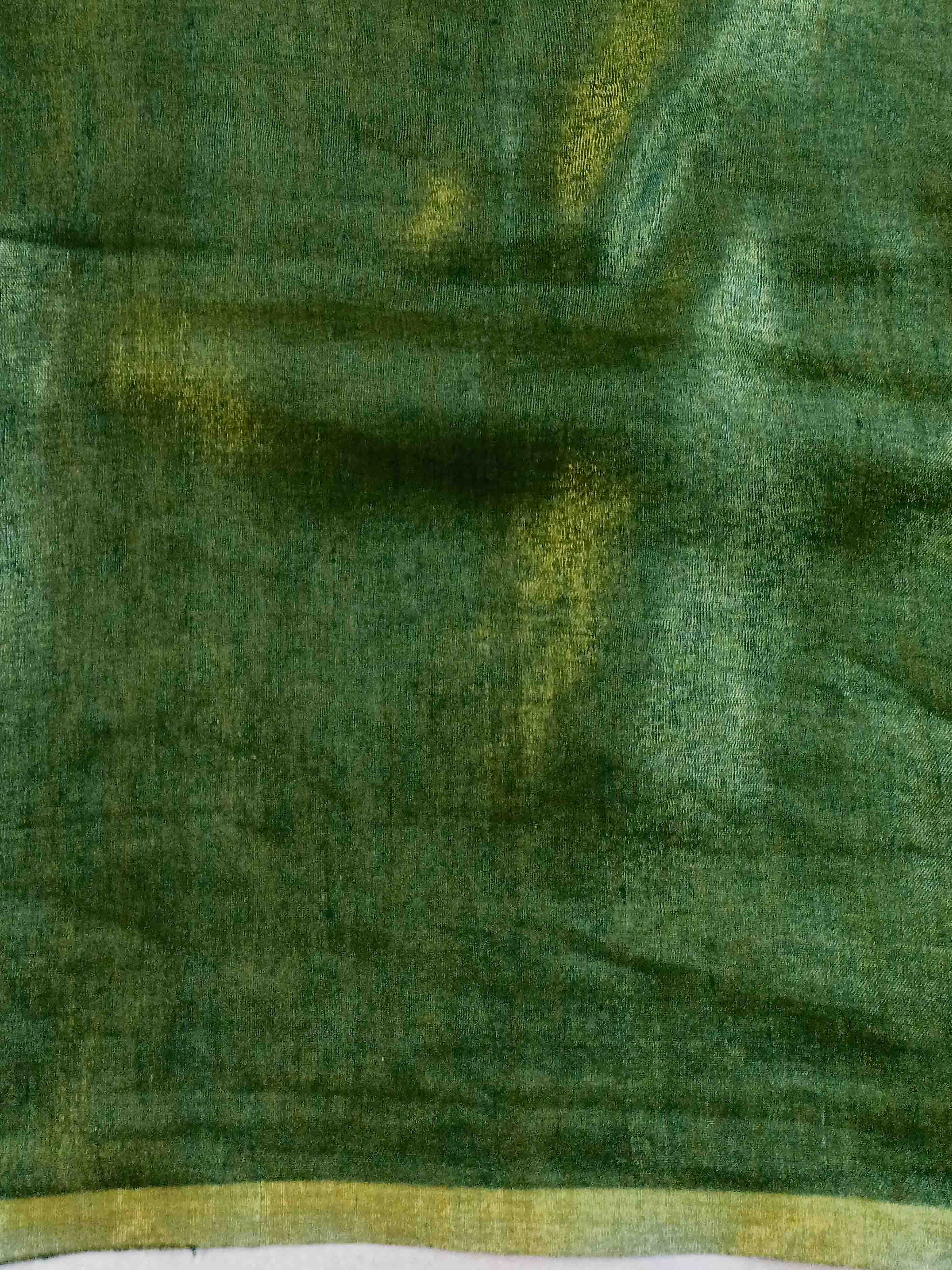 Banarasee Handloom Pure Linen By Tissue Metallic Shine Saree-Green