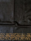 Bhagalpur Handloom Pure Linen Cotton Shibori Saree-Black & Brown