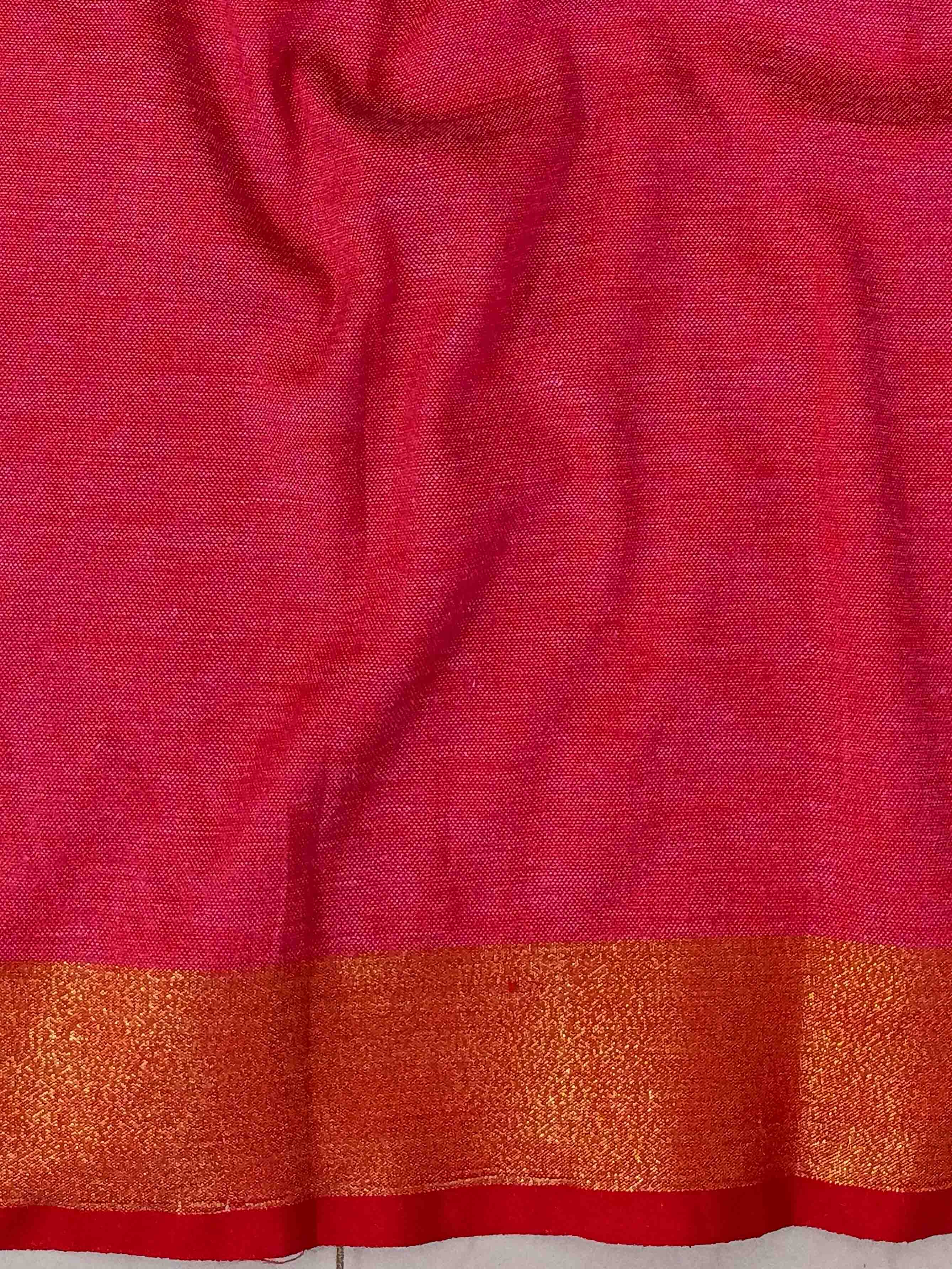 Bhagalpuri Handloom Linen Saree With Embroidery Work-White