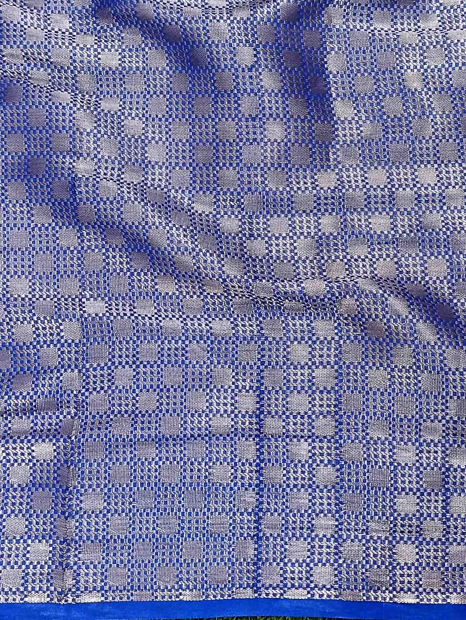 Banarasee Handwoven Plain Tissue Zari Border Saree-Royal Blue