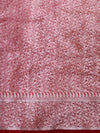 Banarasee Organza Saree With Silver Zari Design & Dual Color-Red & White