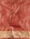 Banarasee Handwoven Crushed Tissue Saree Zari Border With Lace-Red