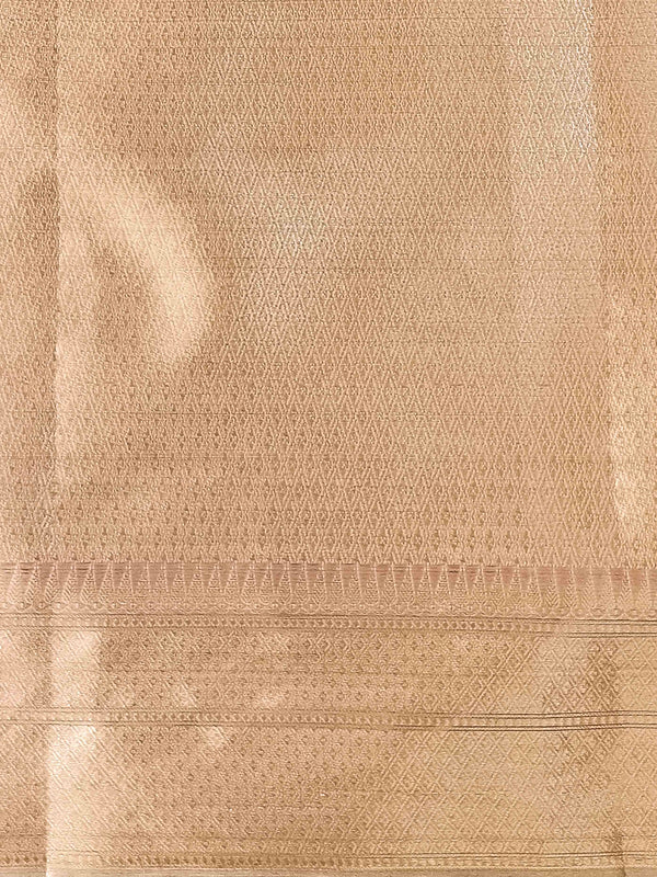 Banarasee Handwoven Zari Border Design Tissue Saree-Pink
