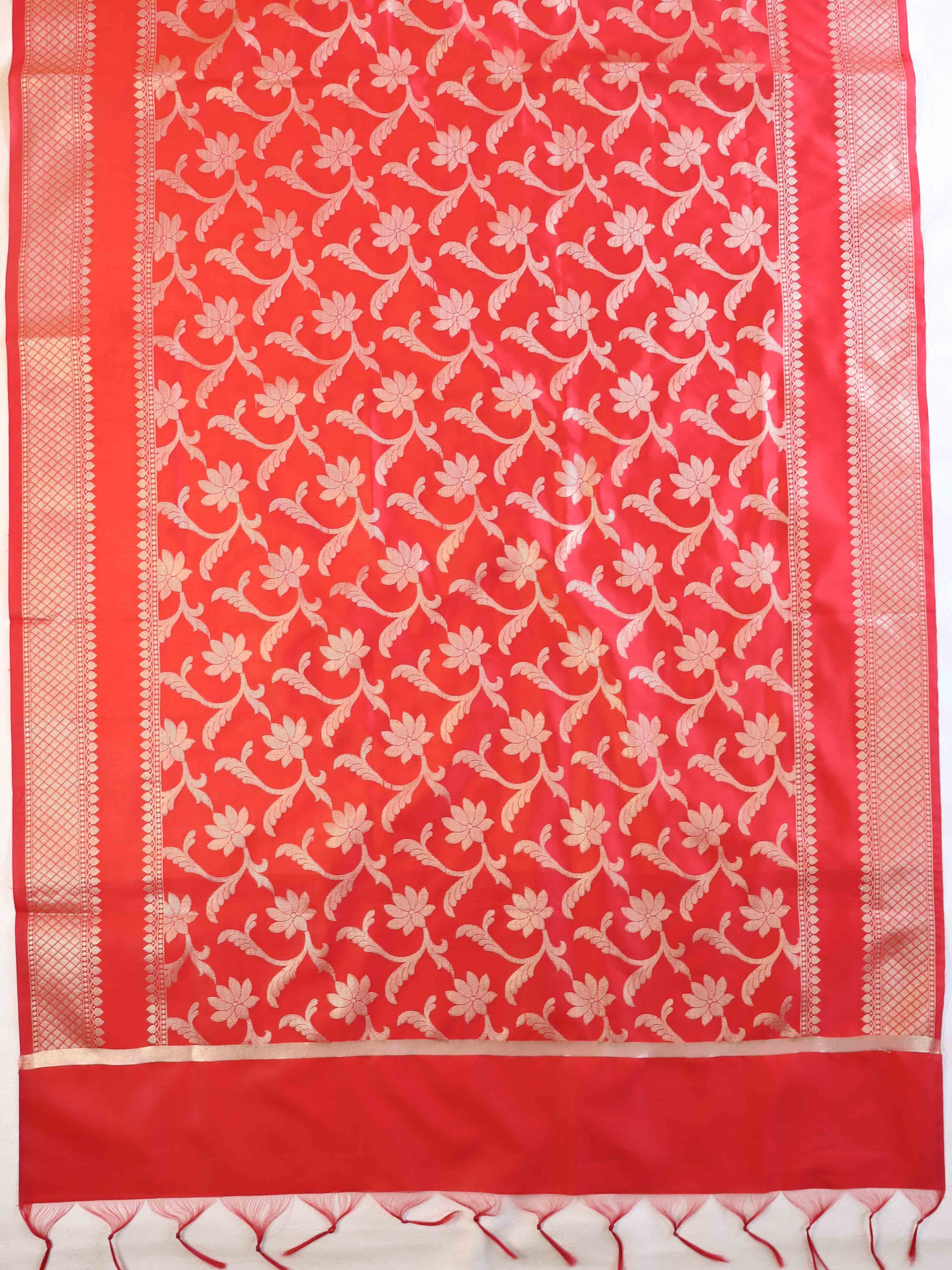 Banarasee Art Silk Jaal Design Dupatta-Red