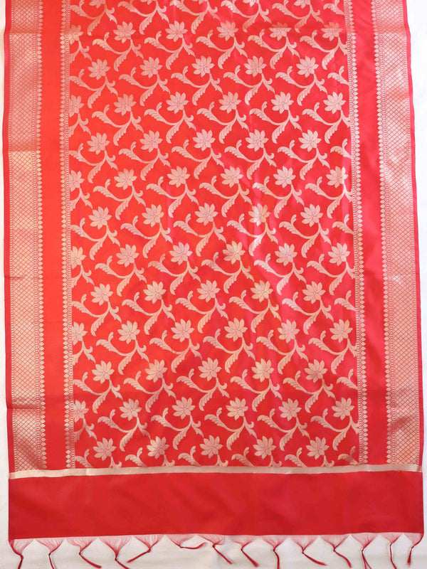 Banarasee Art Silk Jaal Design Dupatta-Red