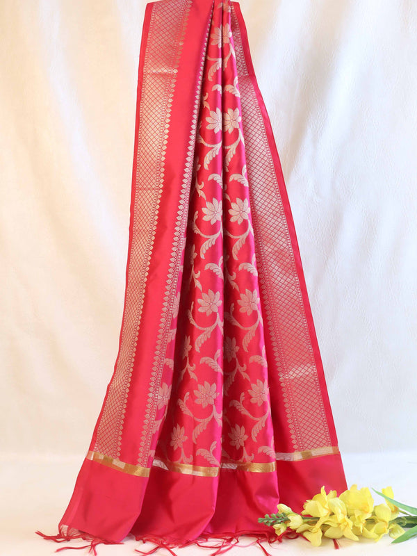 Banarasee Art Silk Jaal Design Dupatta-Pink