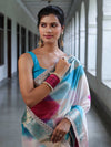 Banarasee Organza Saree With Zari Design Border & Lace-Multicolor