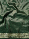 Banarasee Handwoven Semi-Silk Upadda Saree With Zari Floral Work-Yellow & Green