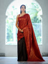 Bhagalpuri Handloom Pure Tussar Saree-Maroon & Black