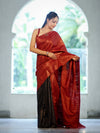 Bhagalpuri Handloom Pure Tussar Saree-Maroon & Black