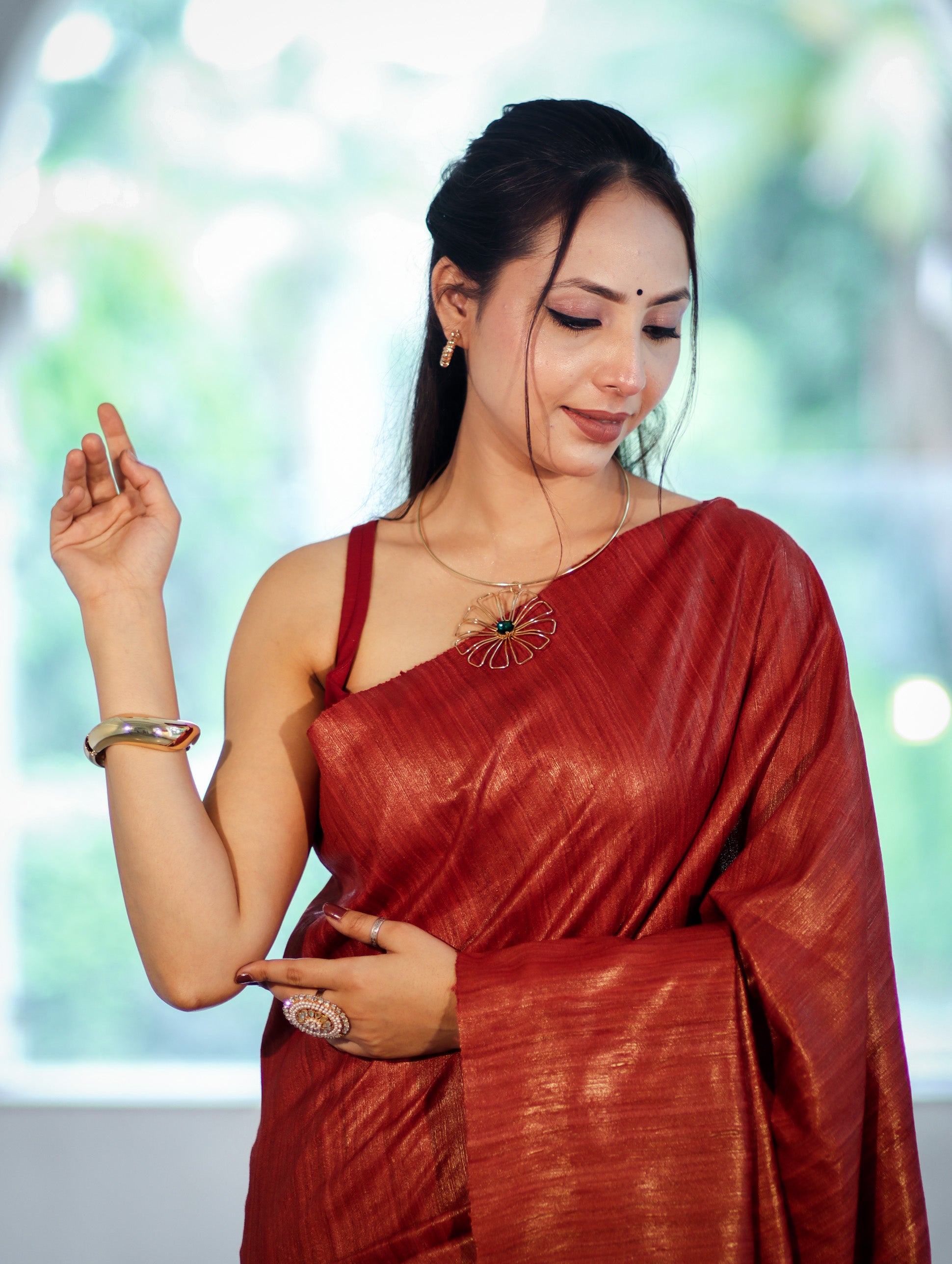 Bhagalpuri Handloom Pure Tussar Saree-Maroon & Black
