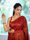 Bhagalpuri Handloom Pure Tussar Saree-Maroon & Black