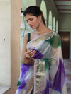 Banarasee Organza Saree With Zari Design Border & Lace-Multicolor
