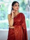 Bhagalpuri Handloom Pure Tussar Saree-Maroon & Black