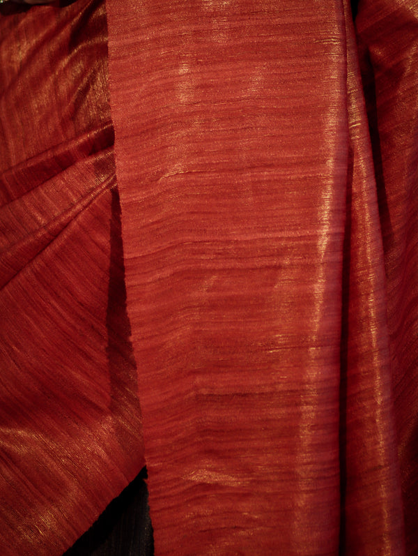 Bhagalpuri Handloom Pure Tussar Saree-Maroon & Black
