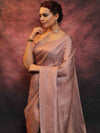 Banarasee Kubera Pattu Soft Silk Saree With Copper Zari Work-Dusty Pink