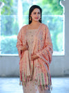 Banarasee Cotton Silk Zari Work Salwar Kameez Fabric With Jaal Design Dupatta Set-Beige & Light Peach