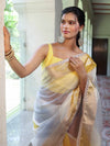 Banarasee Organza Saree With Zari Design Border & Lace-Multicolor
