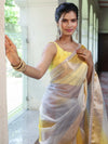 Banarasee Organza Saree With Zari Design Border & Lace-Multicolor
