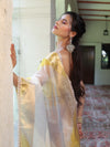 Banarasee Organza Saree With Zari Design Border & Lace-Multicolor