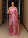 Banarasee Digital Printed Tissue Saree With Lace-Light Pink